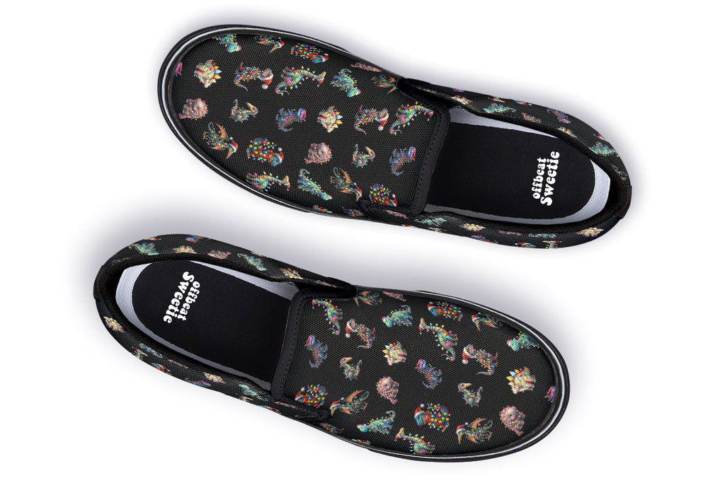 Dinos In Lights Slip Ons - Offbeat Sweetie