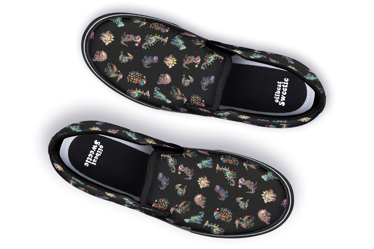 Dinos In Lights Slip Ons - Offbeat Sweetie