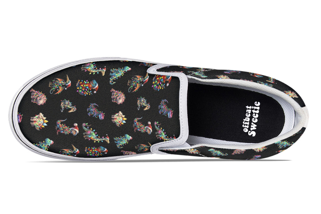 Dinos In Lights Slip Ons - Offbeat Sweetie