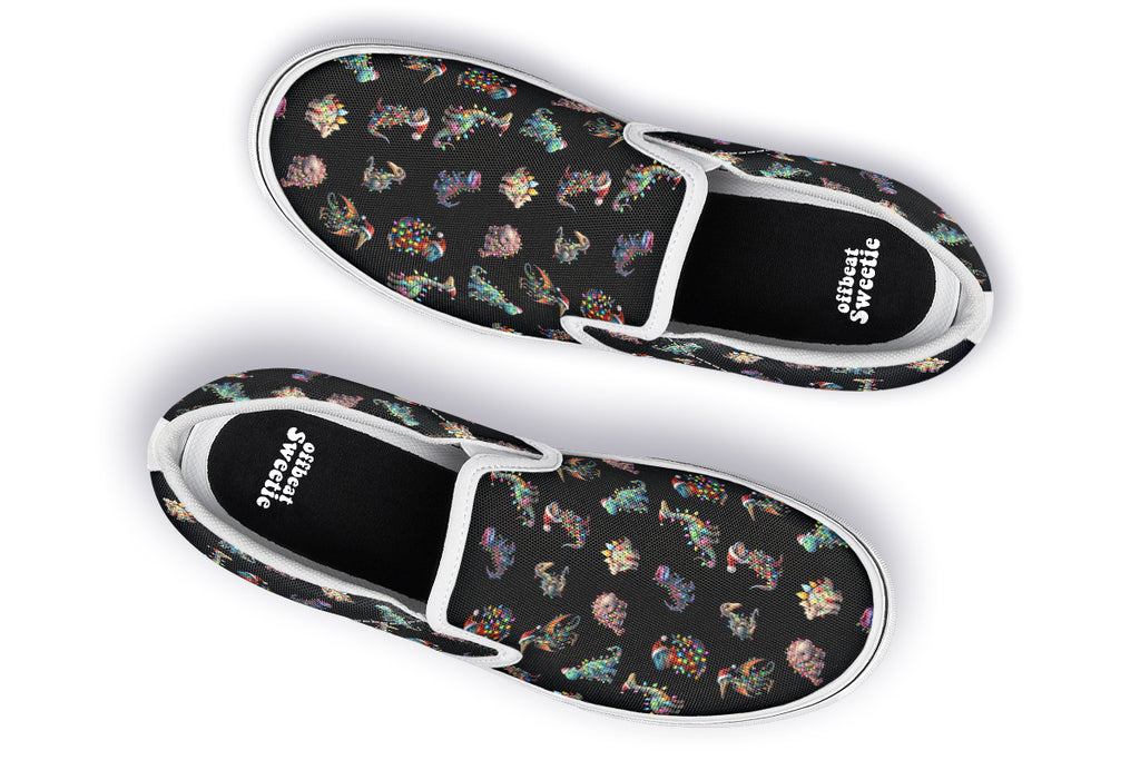 Dinos In Lights Slip Ons - Offbeat Sweetie
