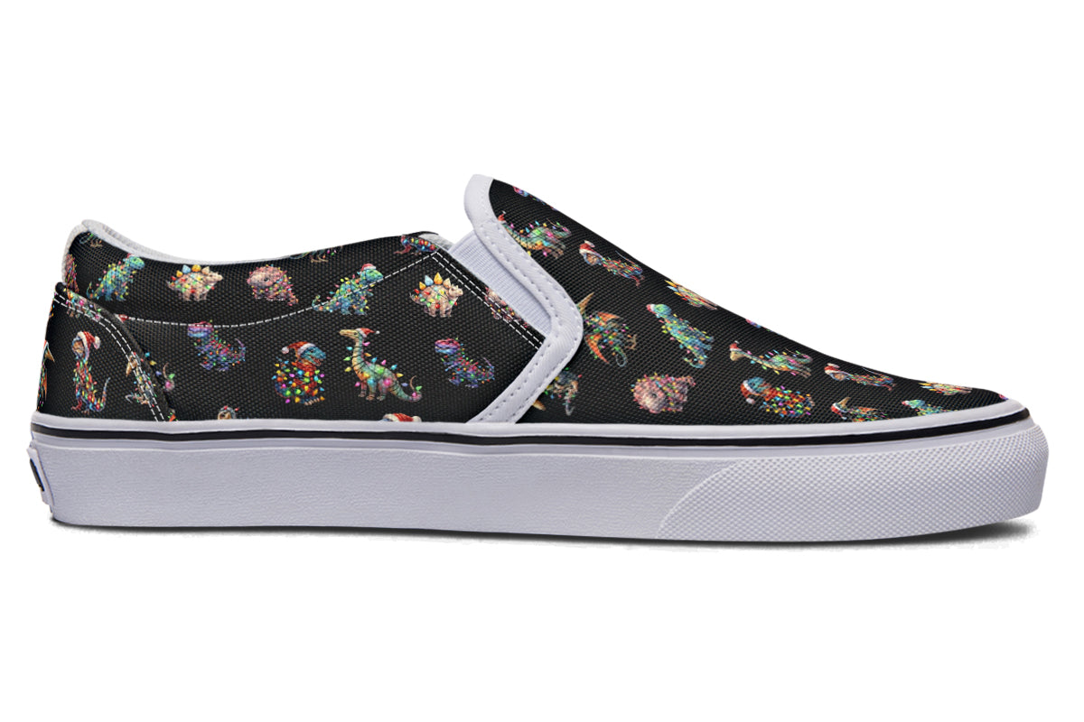 Dinos In Lights Slip Ons - Offbeat Sweetie