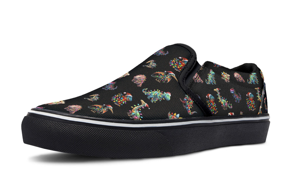 Dinos In Lights Slip Ons - Offbeat Sweetie