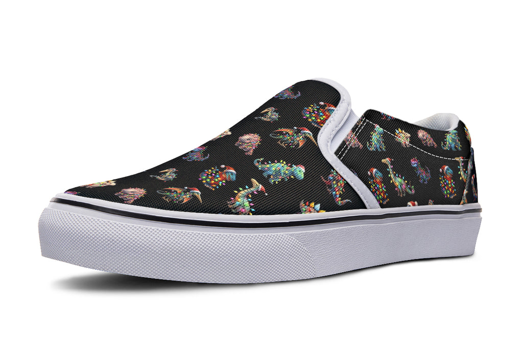 Dinos In Lights Slip Ons - Offbeat Sweetie