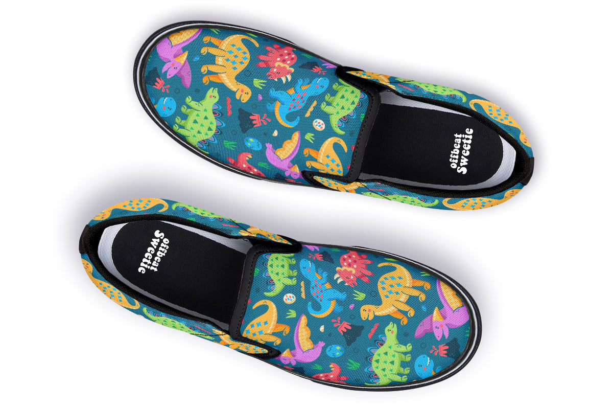 Dinosaur Friends Slip Ons - Offbeat Sweetie