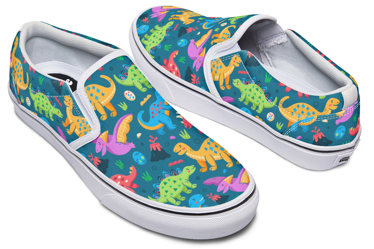 Dinosaur Friends Slip Ons - Offbeat Sweetie