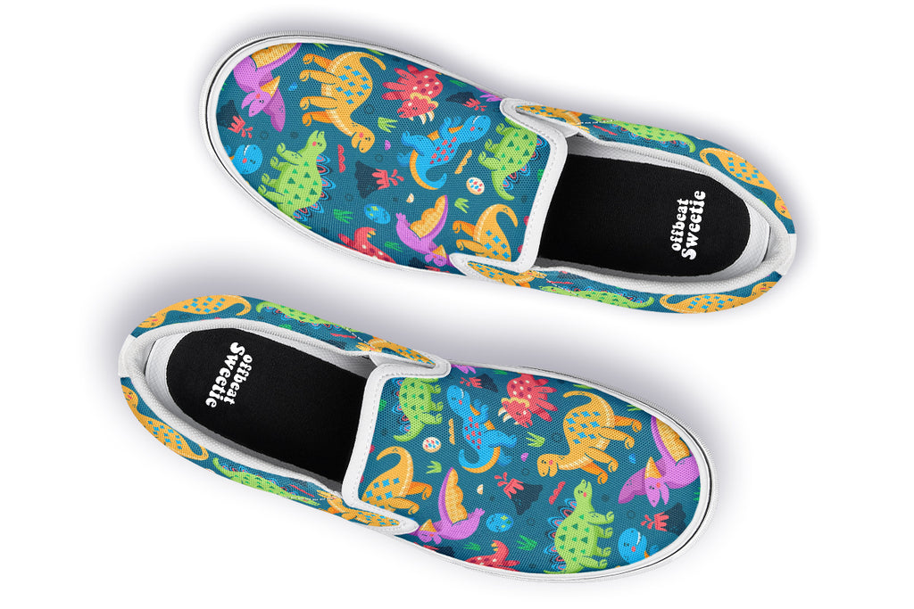 Dinosaur Friends Slip Ons - Offbeat Sweetie