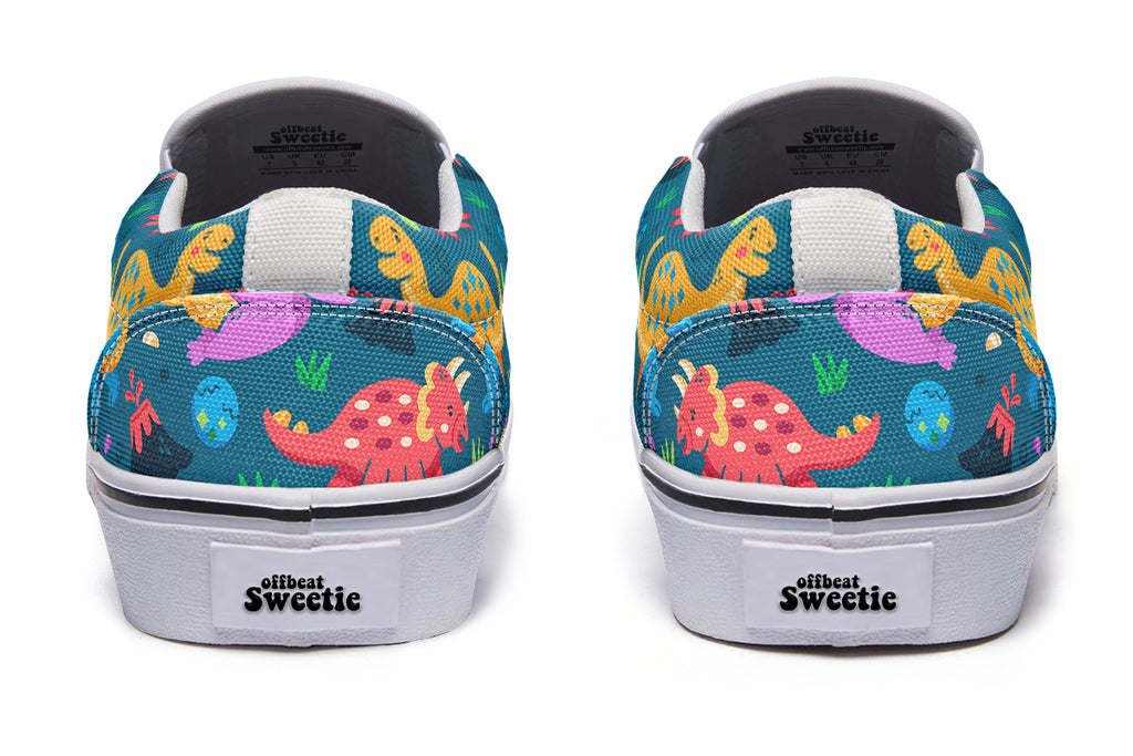 Dinosaur Friends Slip Ons - Offbeat Sweetie