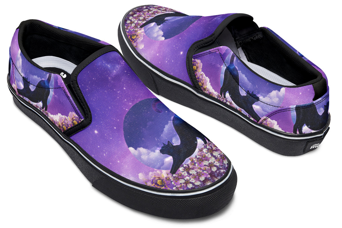 Enchanted Lavender Moon Cat Slip Ons