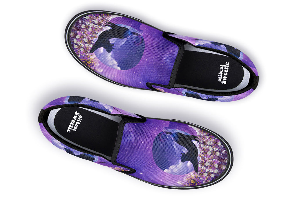 Enchanted Lavender Moon Cat Slip Ons