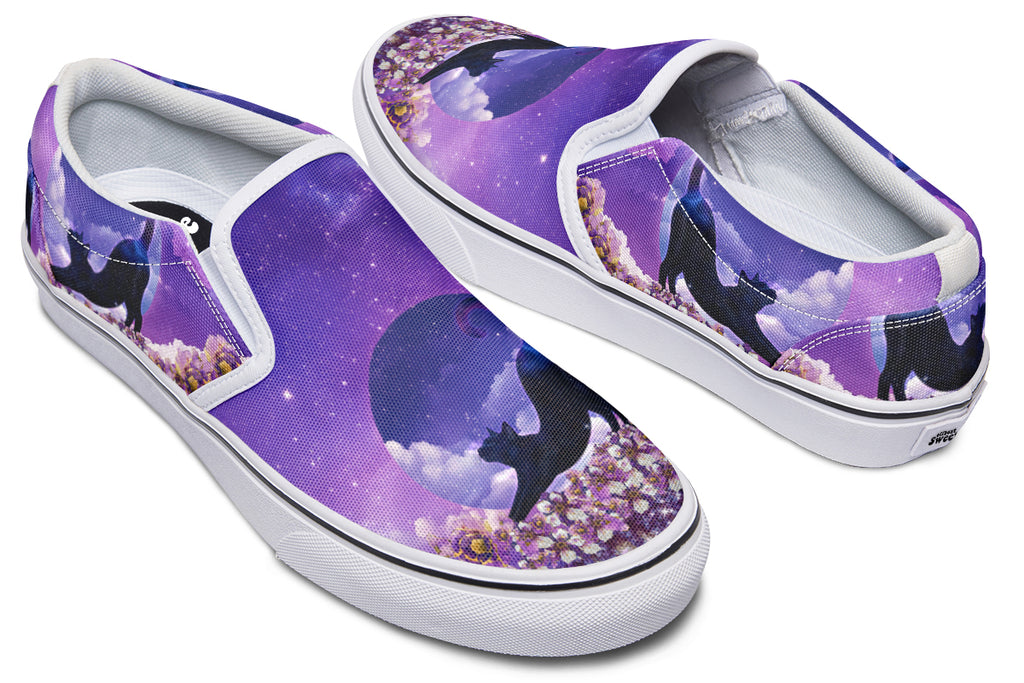 Enchanted Lavender Moon Cat Slip Ons
