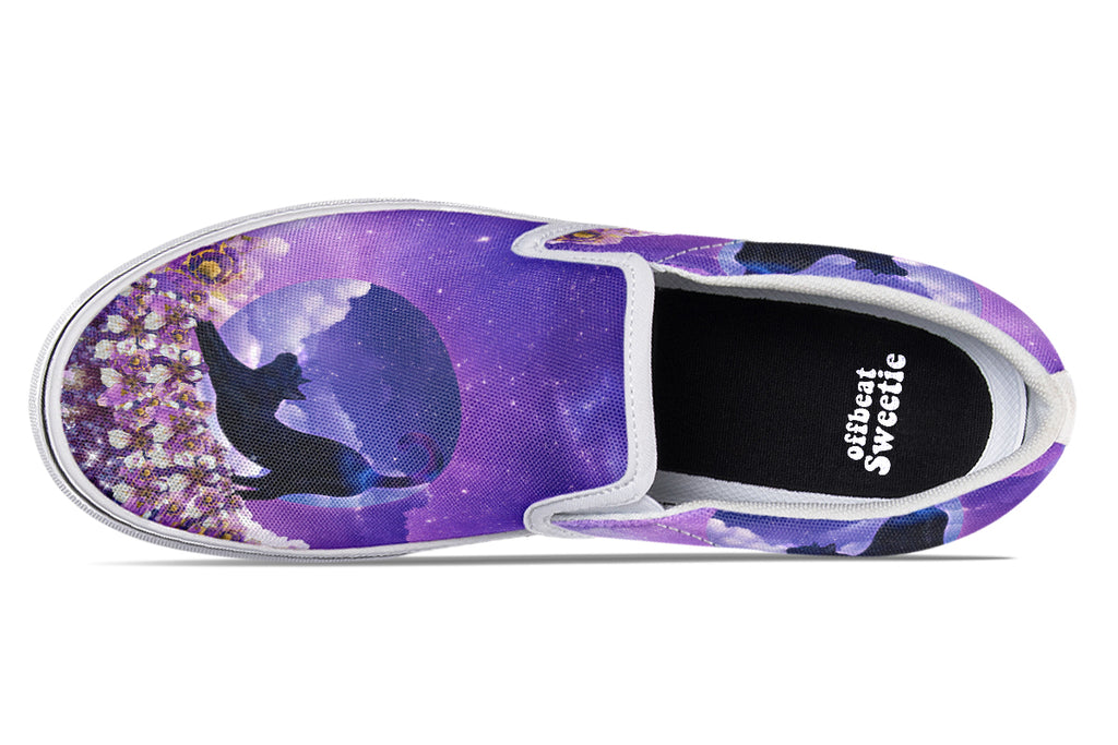 Enchanted Lavender Moon Cat Slip Ons