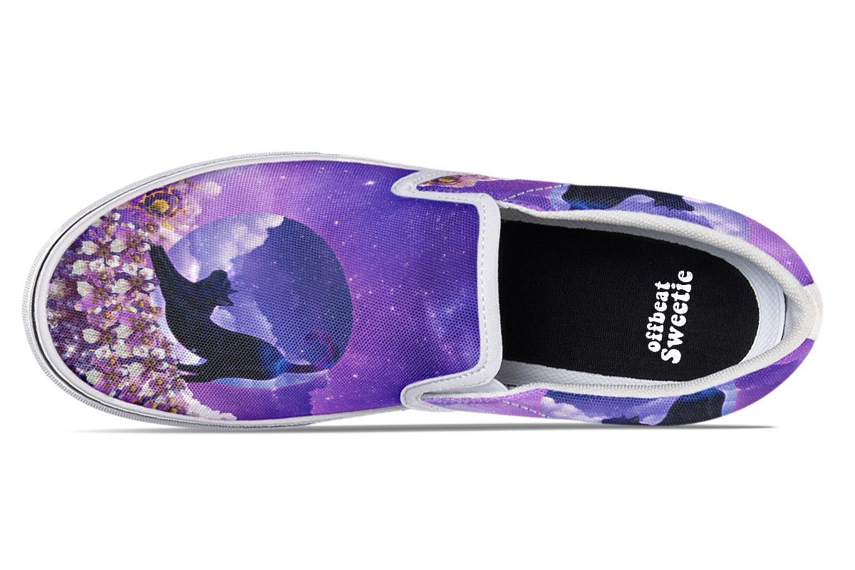 Enchanted Lavender Moon Cat Slip Ons