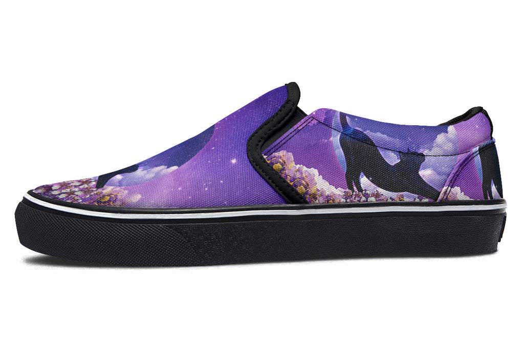 Enchanted Lavender Moon Cat Slip Ons