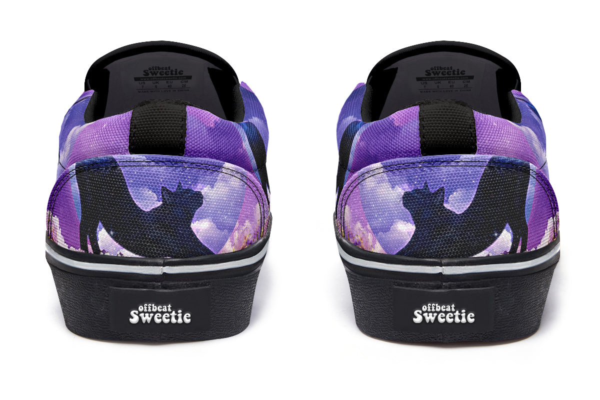 Enchanted Lavender Moon Cat Slip Ons