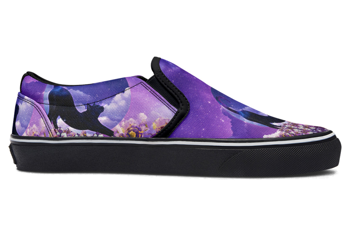 Enchanted Lavender Moon Cat Slip Ons