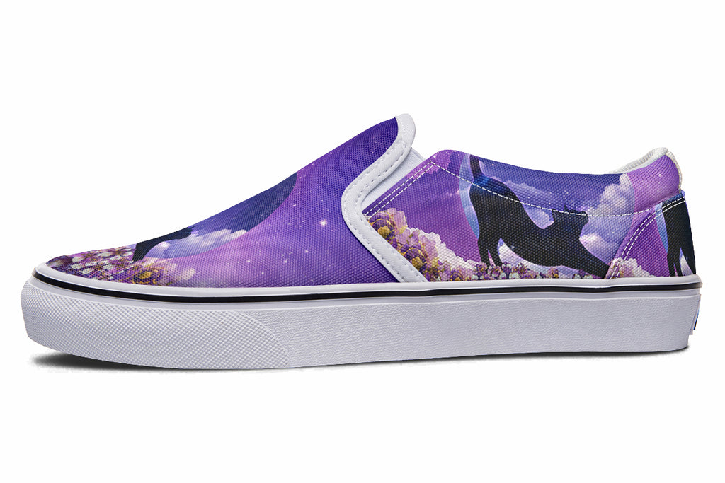 Enchanted Lavender Moon Cat Slip Ons