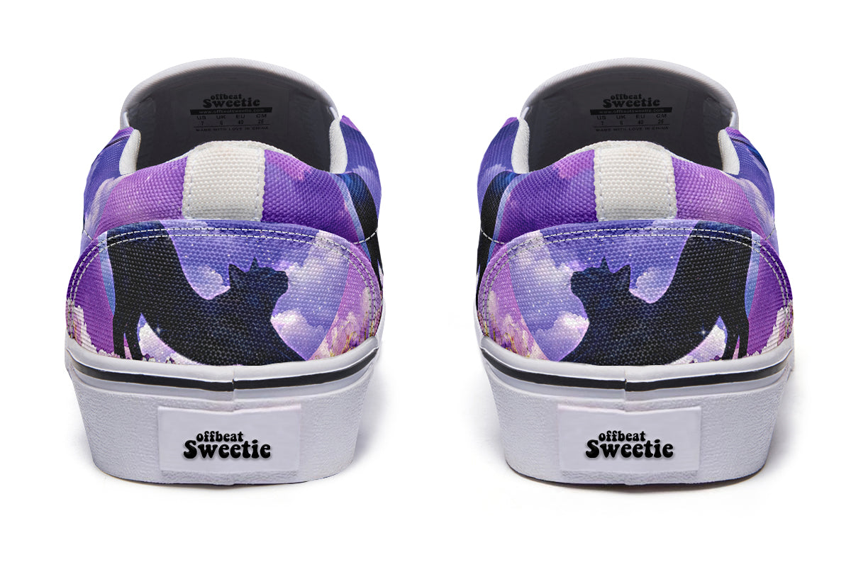 Enchanted Lavender Moon Cat Slip Ons