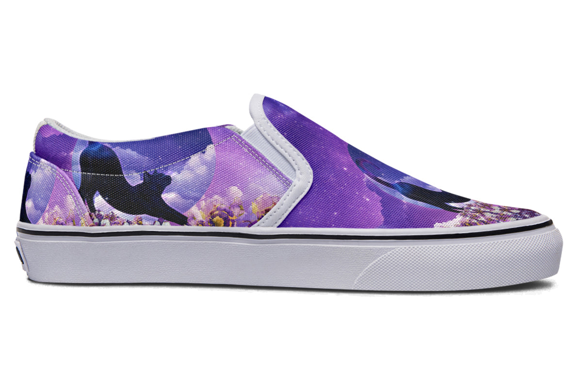 Enchanted Lavender Moon Cat Slip Ons