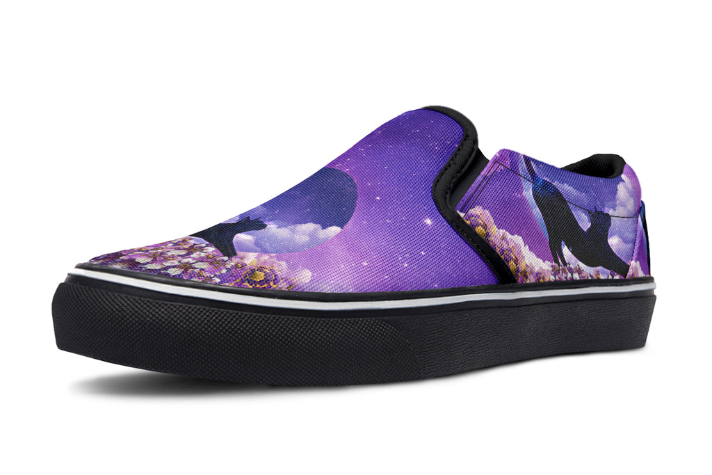 Enchanted Lavender Moon Cat Slip Ons