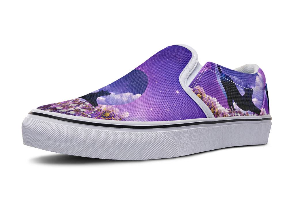 Enchanted Lavender Moon Cat Slip Ons