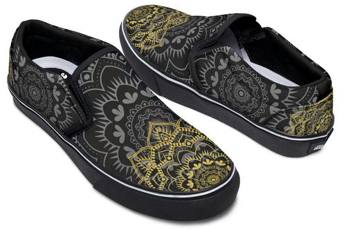 Golden Mandala Slip Ons - Offbeat Sweetie