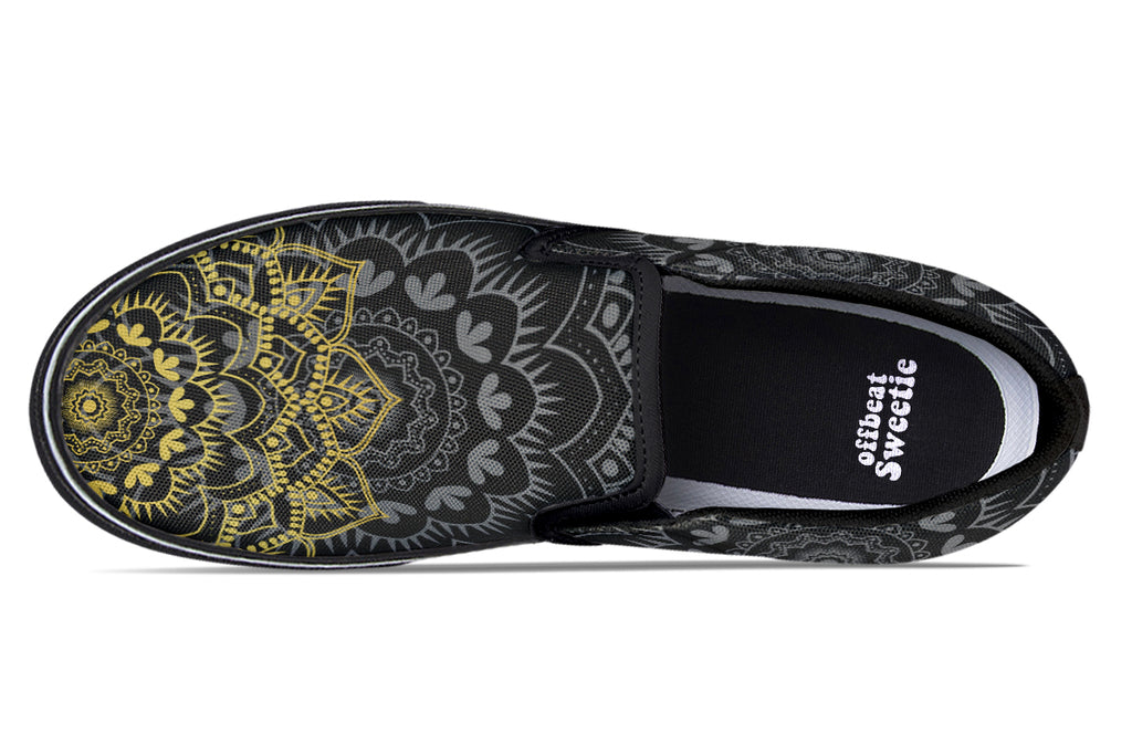 Golden Mandala Slip Ons - Offbeat Sweetie