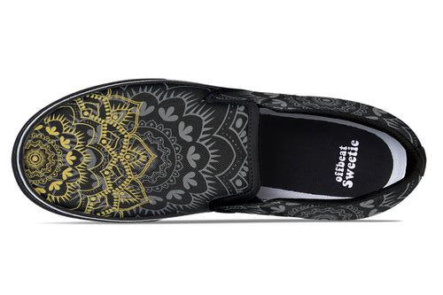 Golden Mandala Slip Ons - Offbeat Sweetie