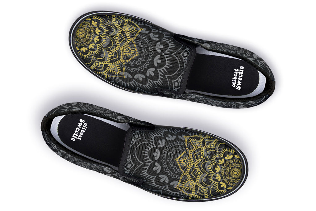 Golden Mandala Slip Ons - Offbeat Sweetie