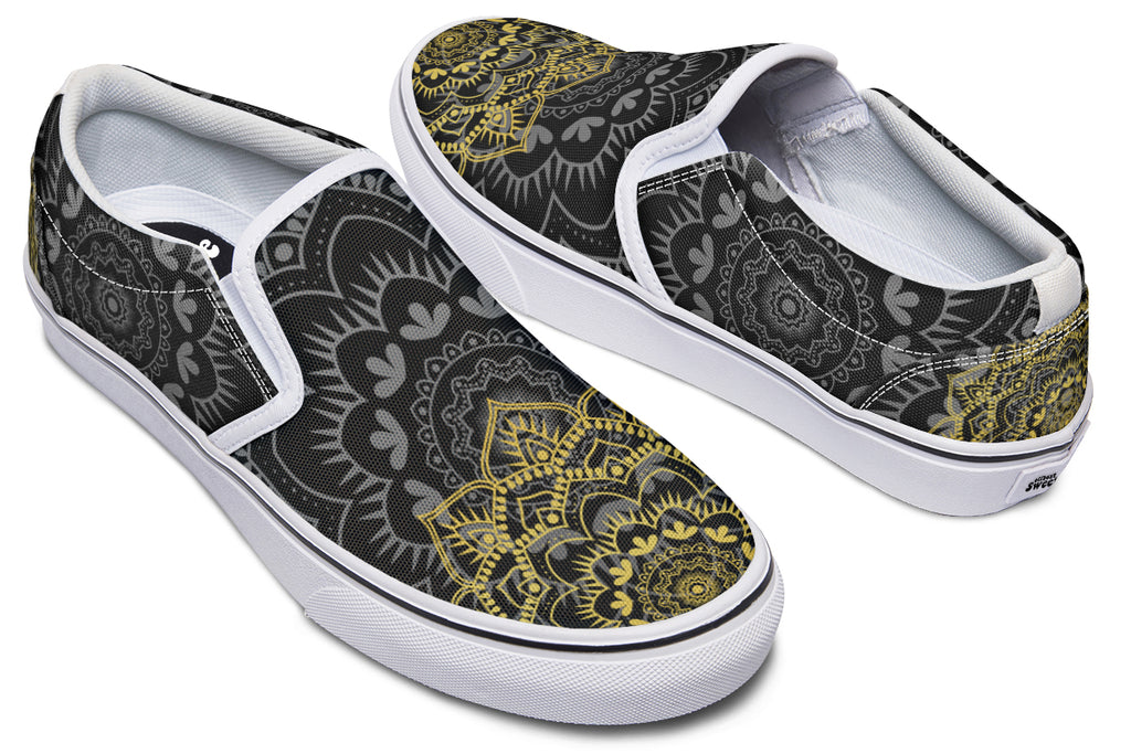 Golden Mandala Slip Ons - Offbeat Sweetie