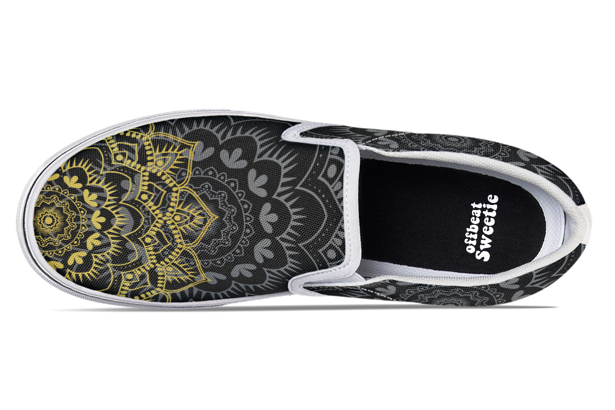 Golden Mandala Slip Ons - Offbeat Sweetie