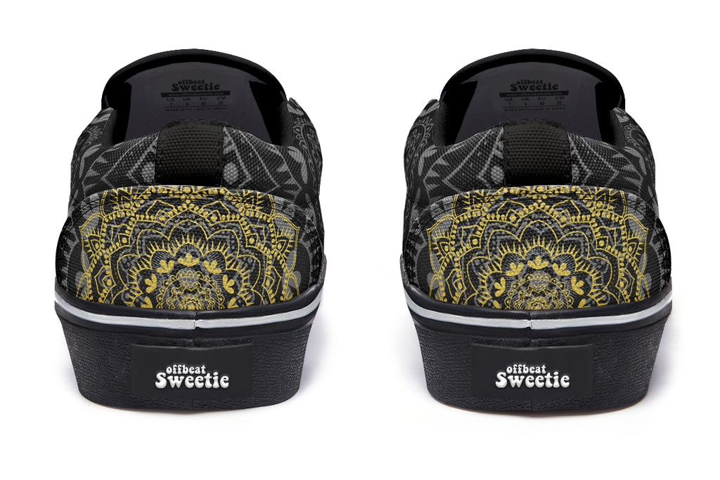 Golden Mandala Slip Ons - Offbeat Sweetie