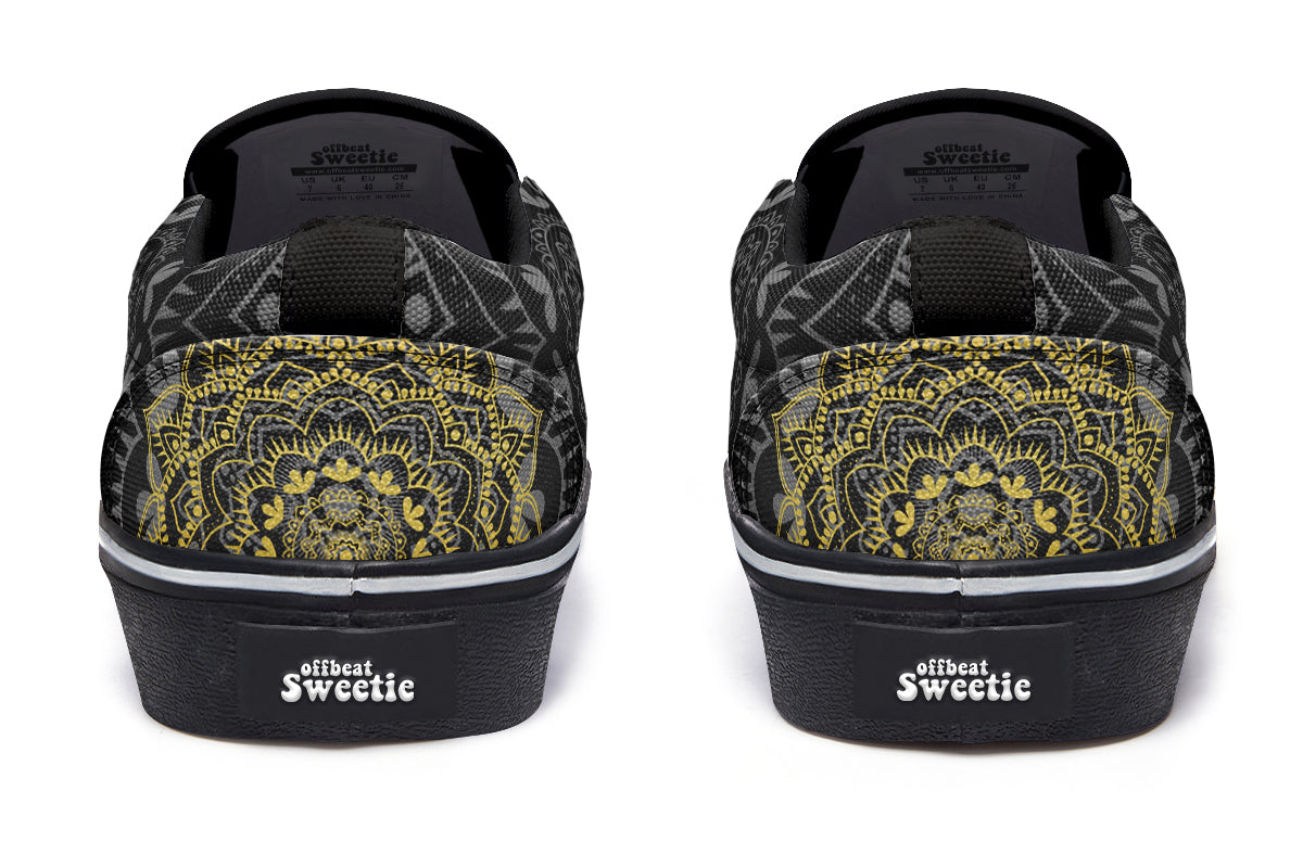 Golden Mandala Slip Ons - Offbeat Sweetie