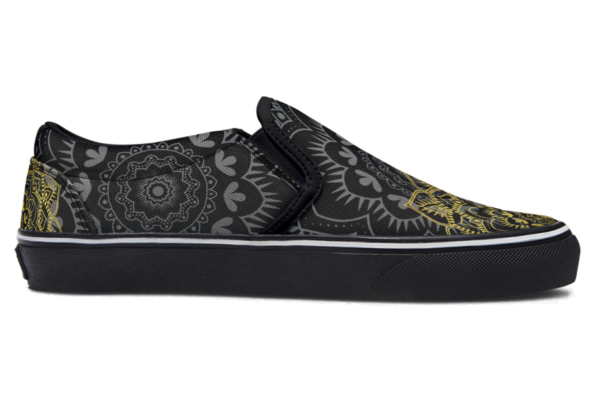 Golden Mandala Slip Ons - Offbeat Sweetie