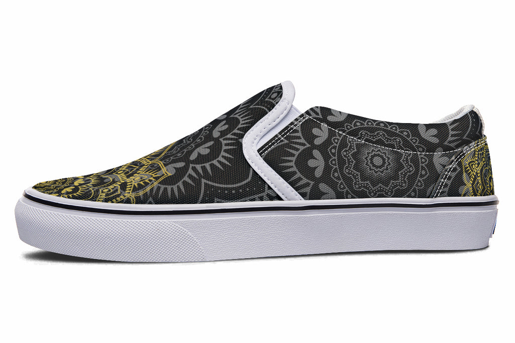 Golden Mandala Slip Ons - Offbeat Sweetie