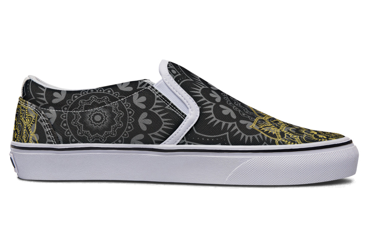 Golden Mandala Slip Ons - Offbeat Sweetie