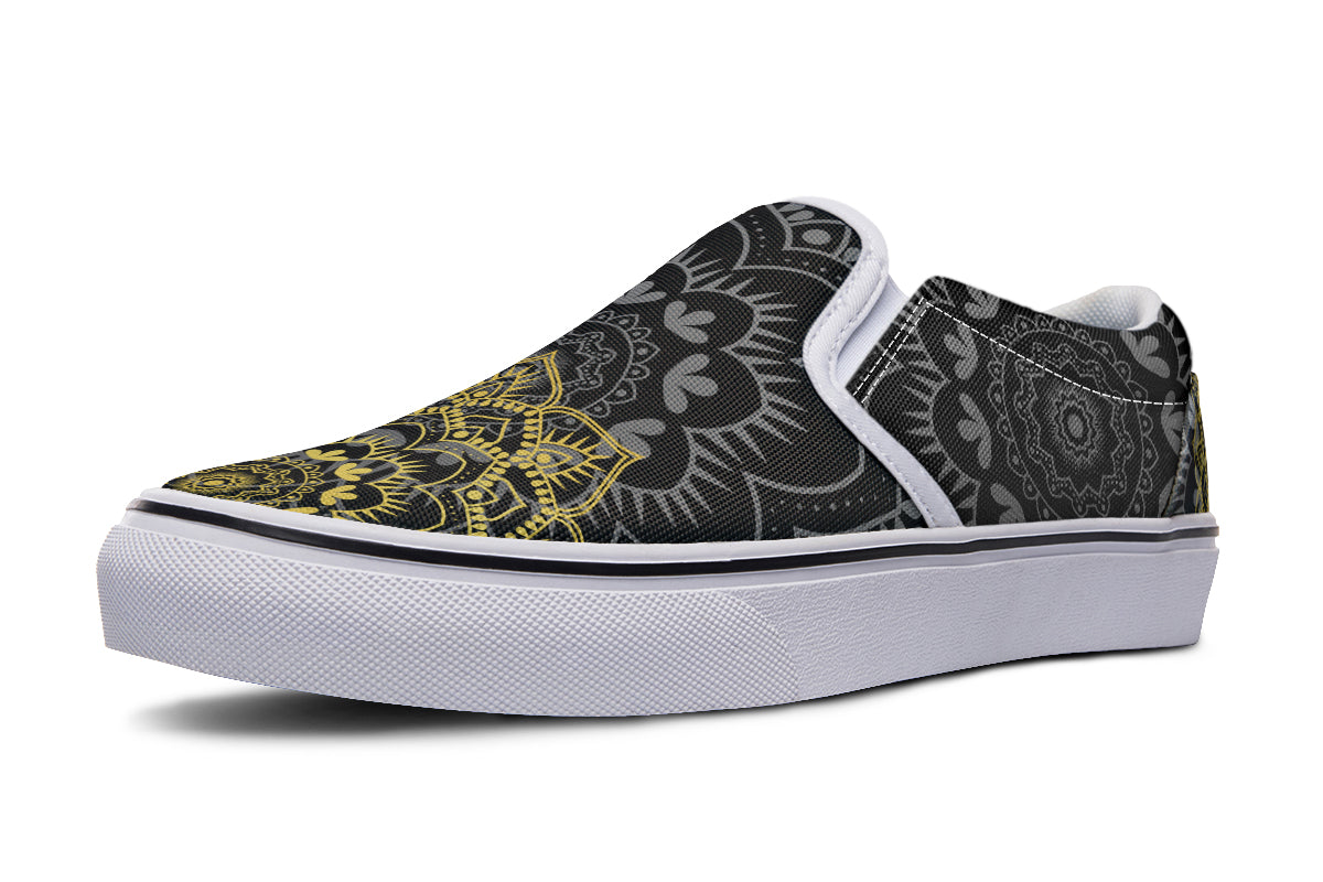Golden Mandala Slip Ons - Offbeat Sweetie