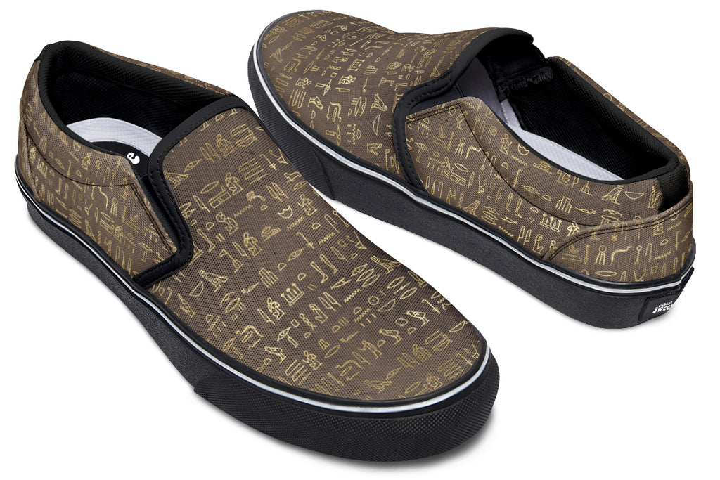 Hieroglyphics Slip Ons - Offbeat Sweetie