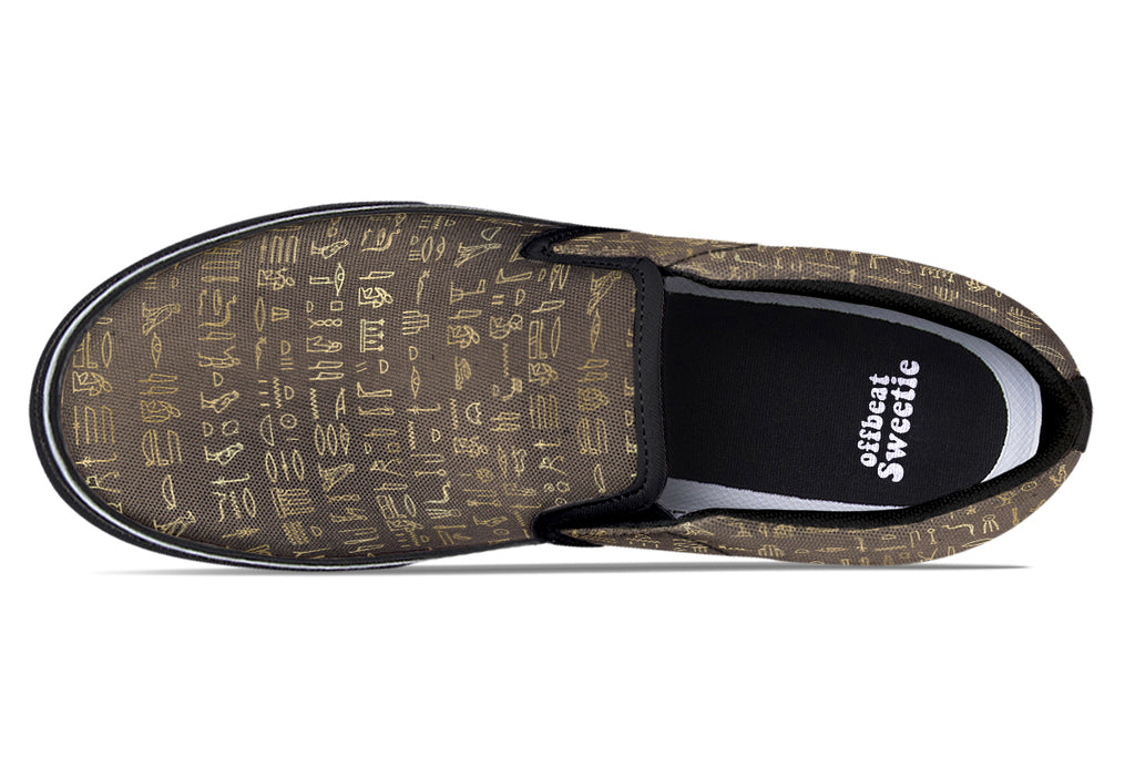 Hieroglyphics Slip Ons - Offbeat Sweetie