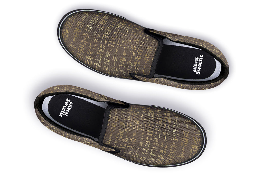 Hieroglyphics Slip Ons - Offbeat Sweetie