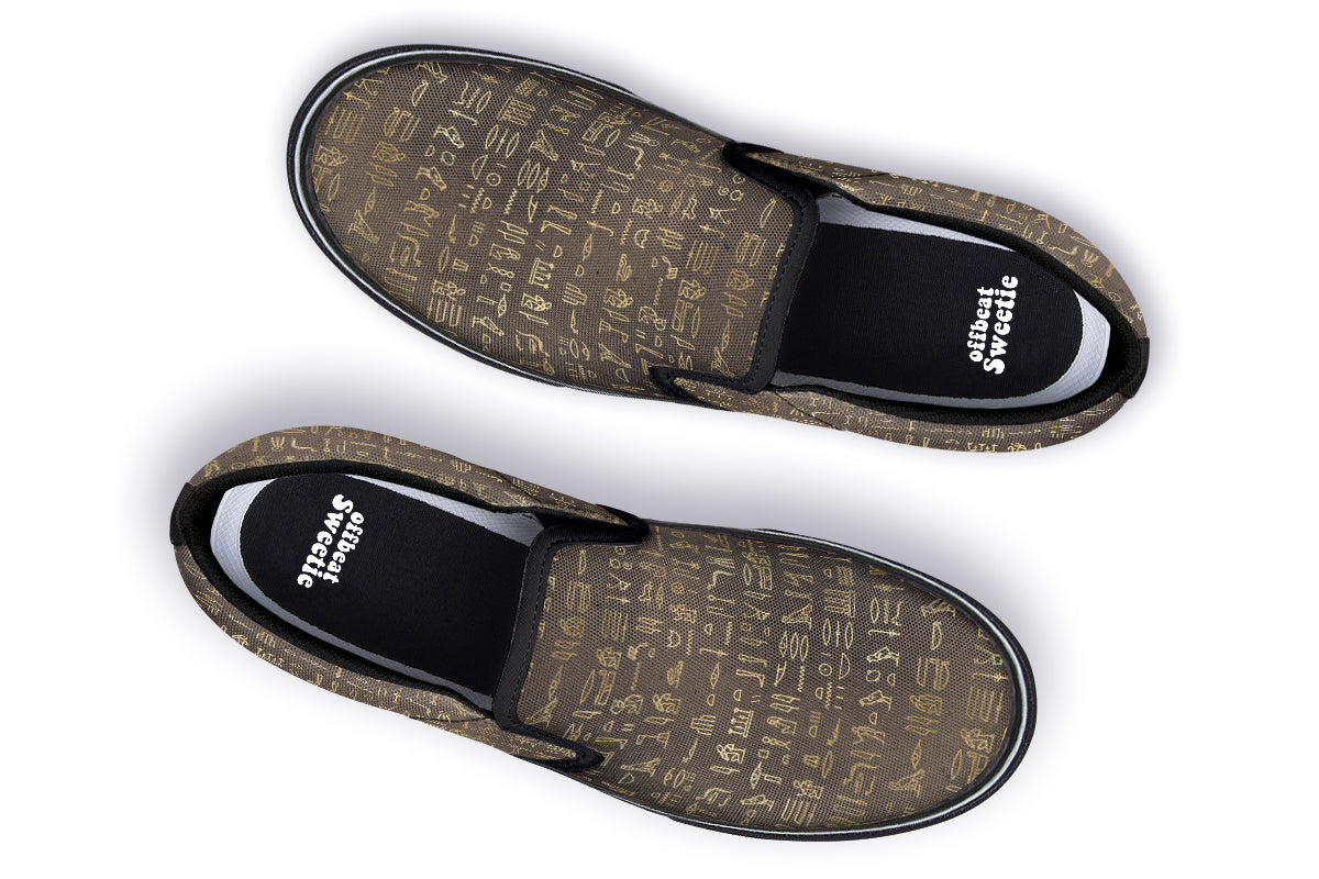 Hieroglyphics Slip Ons - Offbeat Sweetie