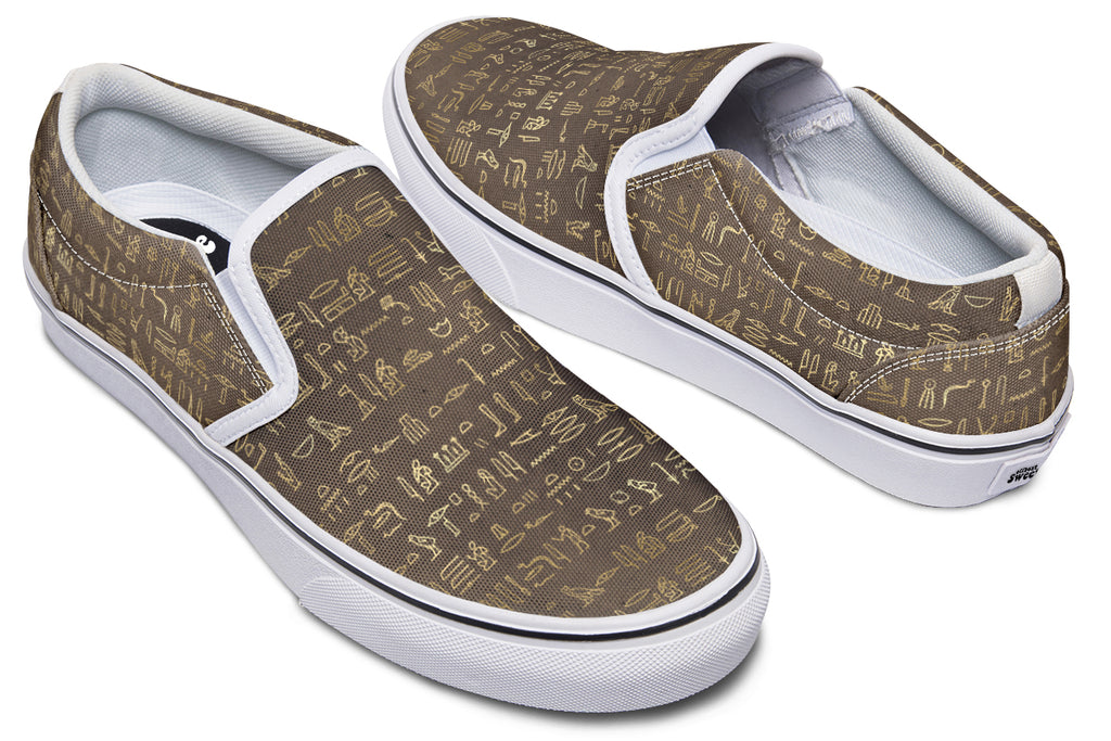 Hieroglyphics Slip Ons - Offbeat Sweetie