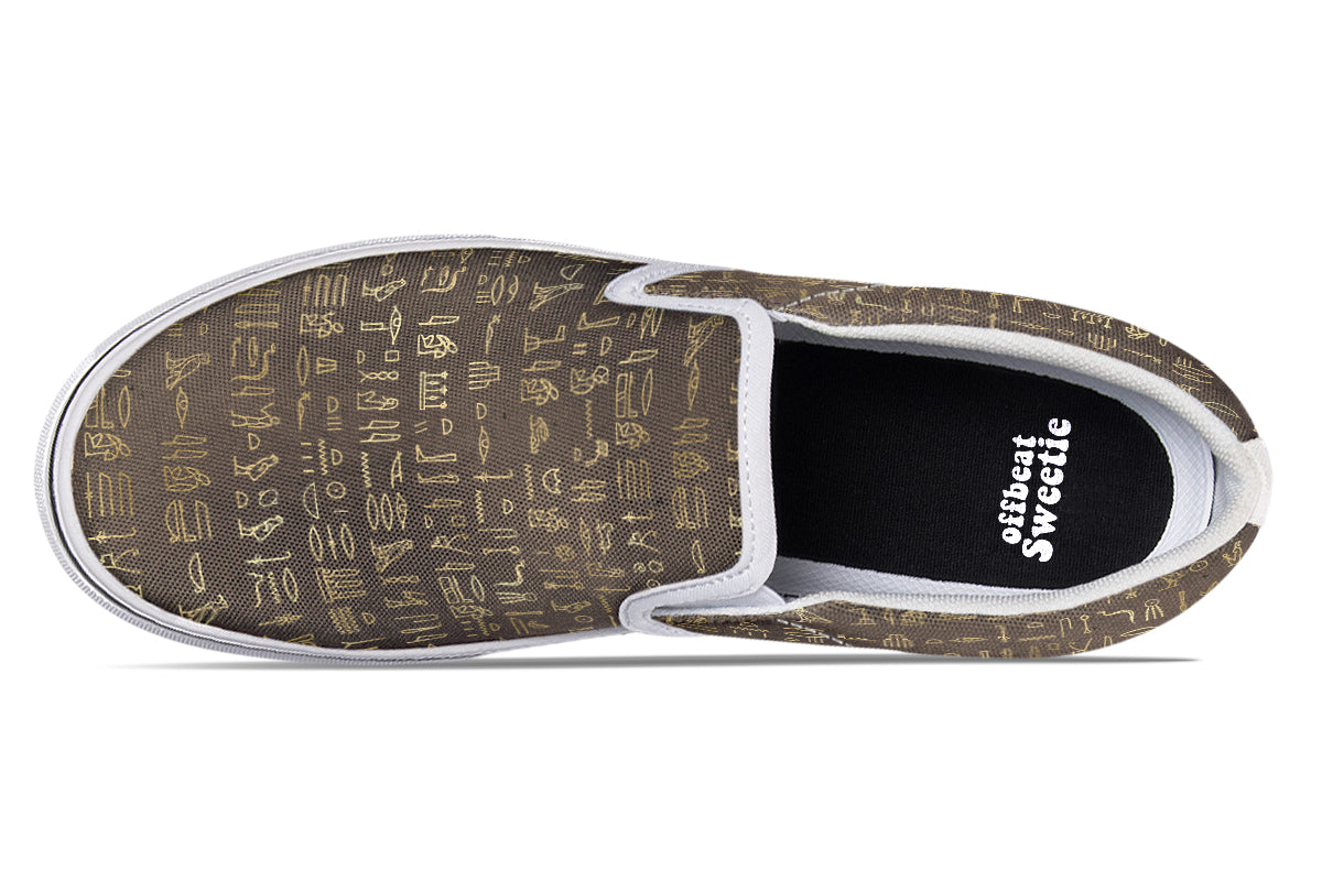 Hieroglyphics Slip Ons - Offbeat Sweetie