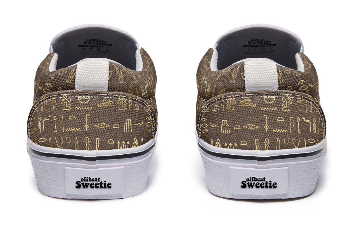 Hieroglyphics Slip Ons - Offbeat Sweetie