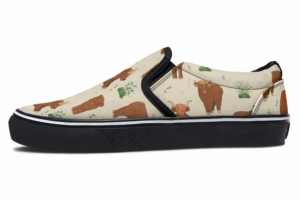 Highland Cows Slip Ons