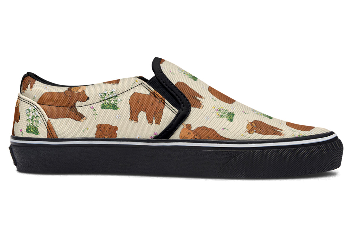 Highland Cows Slip Ons