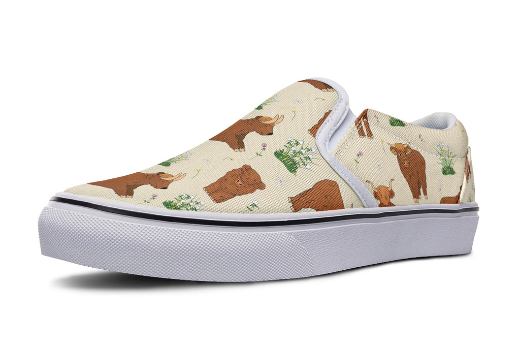 Highland Cows Slip Ons