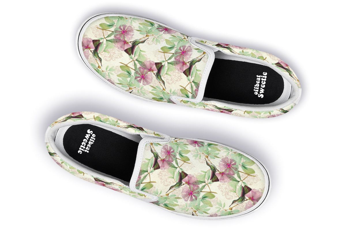 Hummingbirds Slip Ons - Offbeat Sweetie