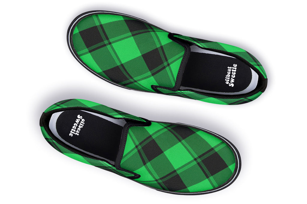 Lucky Green Plaid Slip Ons
