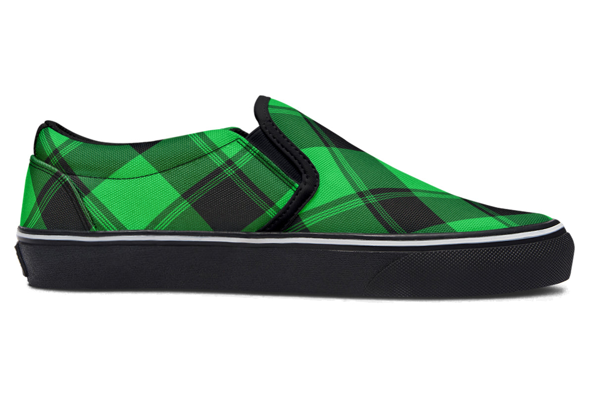 Lucky Green Plaid Slip Ons