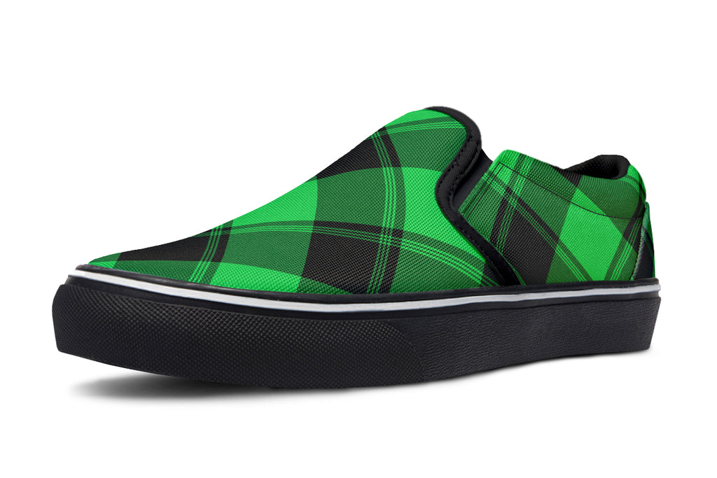 Lucky Green Plaid Slip Ons